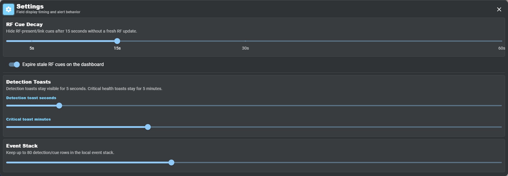 PASSIVE-SHIELD runtime settings UI